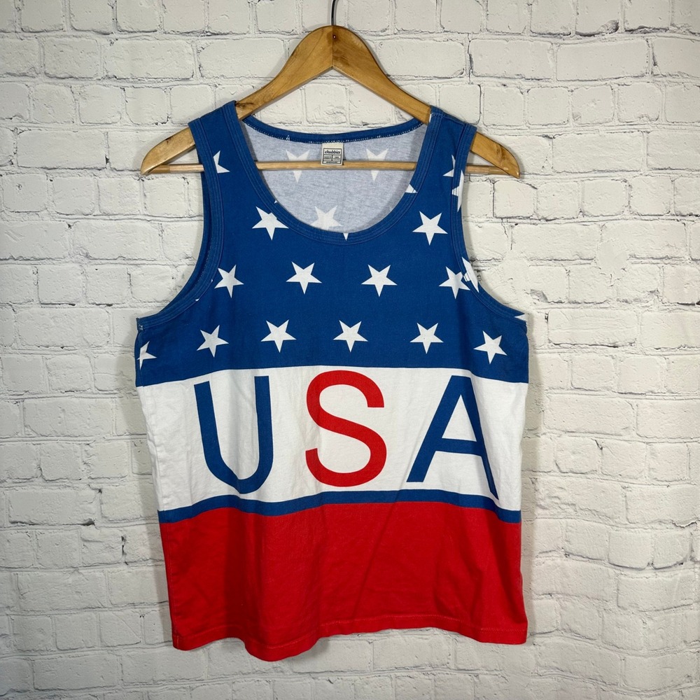 Chubbies Mens USA Flag Tank Top Medium Stars Stripes Patriotic Cotton Red Blue